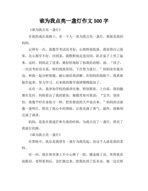 谁为我点亮一盏灯作文500字