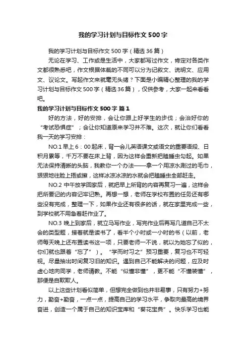 我的学习计划与目标作文500字