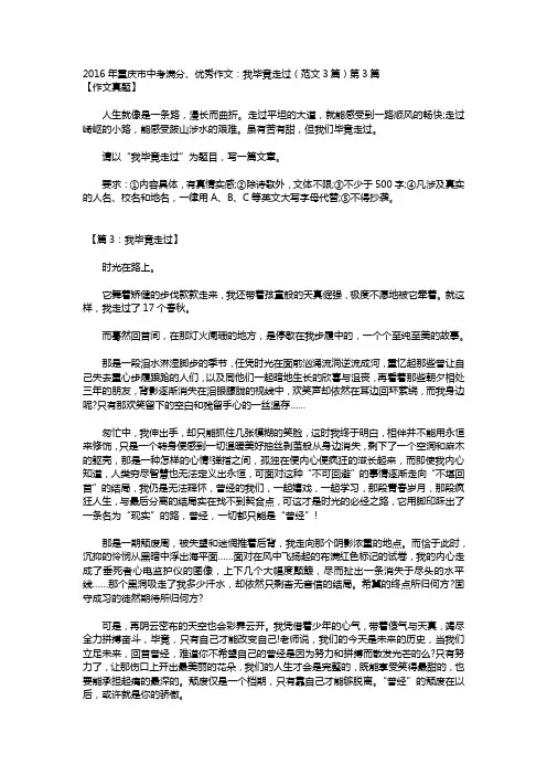 2016年重庆市中考满分、优秀作文：我毕竟走过(范文3篇)第3篇