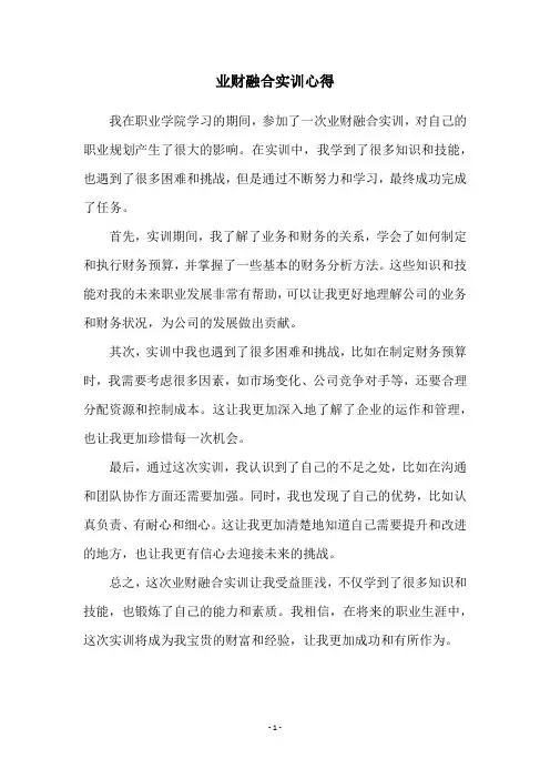 业财融合实训心得