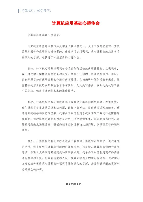计算机应用基础心得体会 2