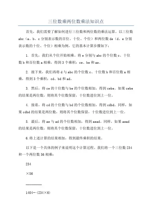 三位数乘两位数乘法知识点