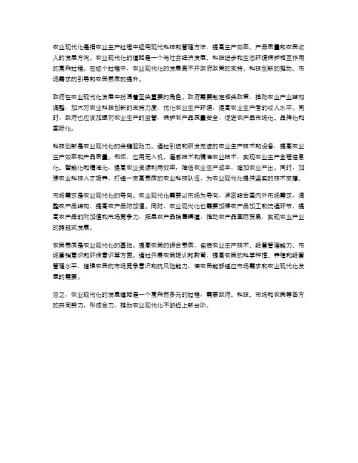 农业现代化的发展之路
