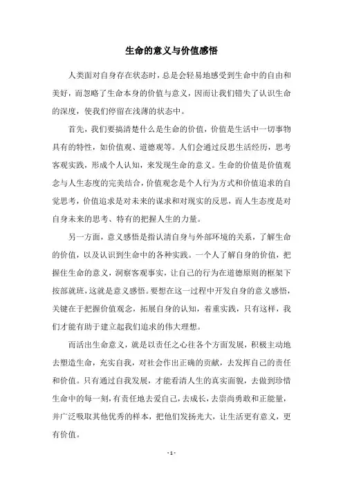 生命的意义与价值感悟