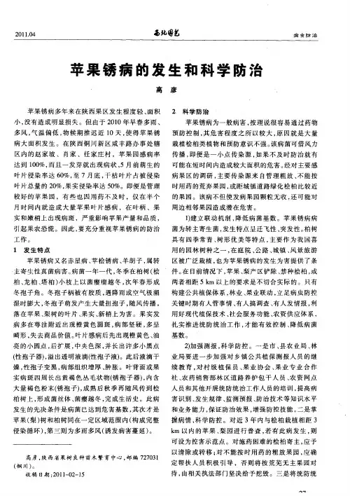 苹果锈病的发生和科学防治