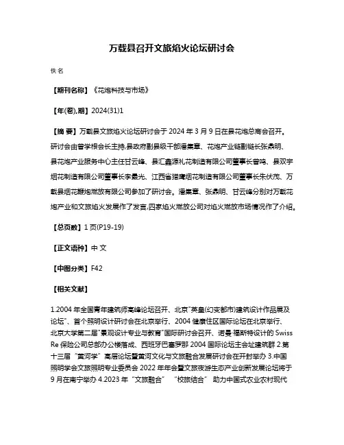 万载县召开文旅焰火论坛研讨会