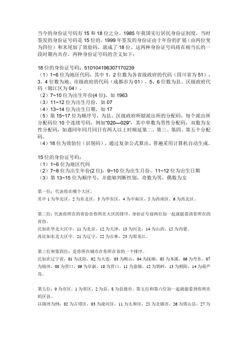 身份证编码规则