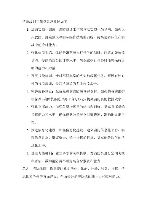 消防战训工作意见及建议