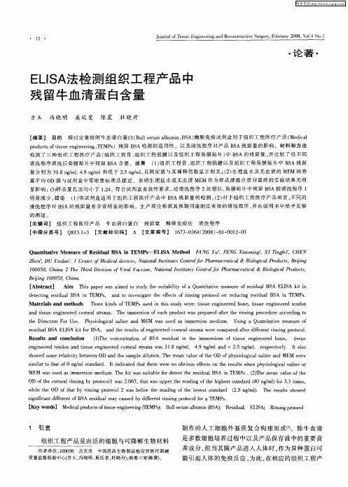 ELISA法检测组织工程产品中残留牛血清蛋白含量