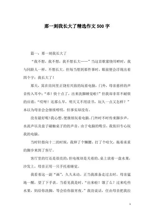 那一刻我长大了精选作文500字_1