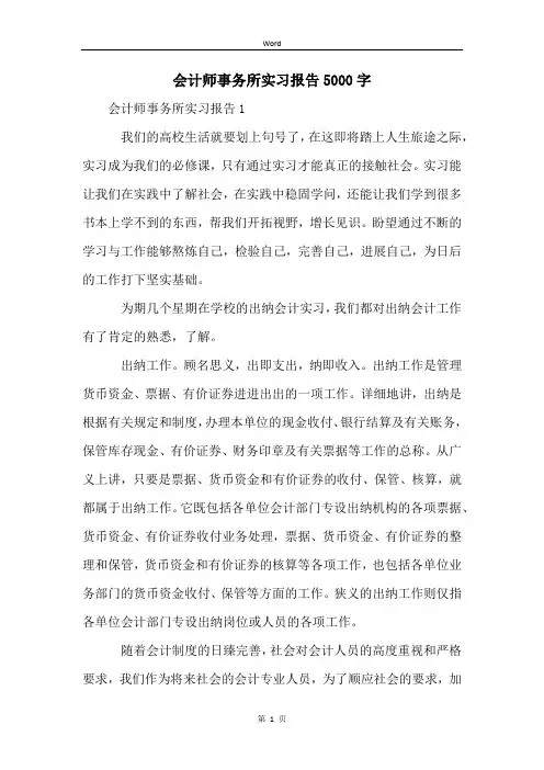 会计师事务所实习报告5000字
