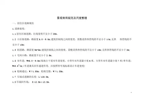 景观常用规范及尺度整理
