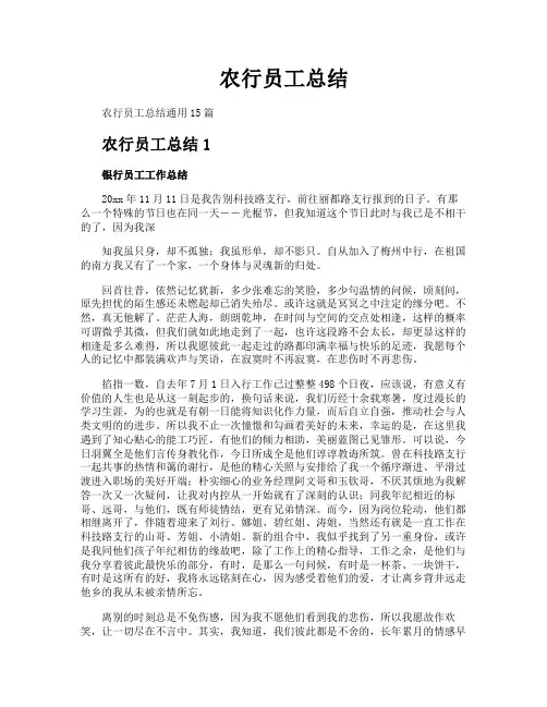 农行员工总结
