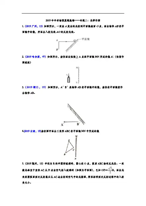 2019年中考物理真题集锦——专题二：光学作图(word版含答案)