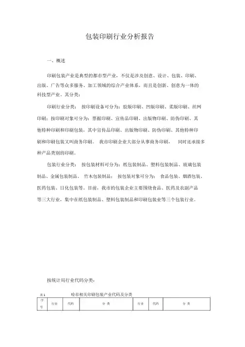 包装印刷行业分析报告