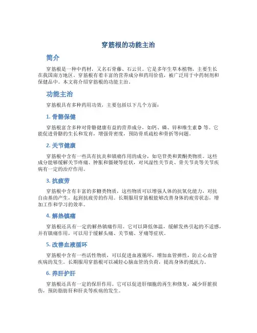 穿筋根的功能主治