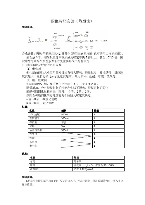 酚醛树脂小试