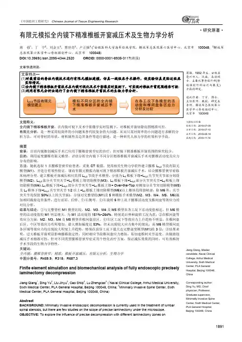 有限元模拟全内镜下精准椎板开窗减压术及生物力学分析