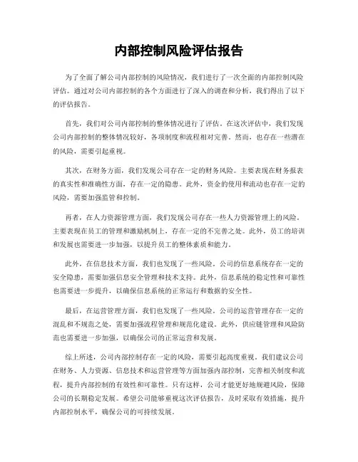 内部控制风险评估报告