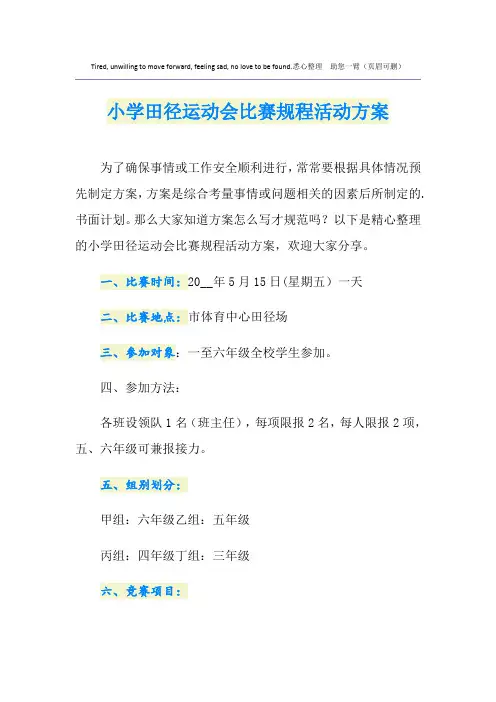 小学田径运动会比赛规程活动方案