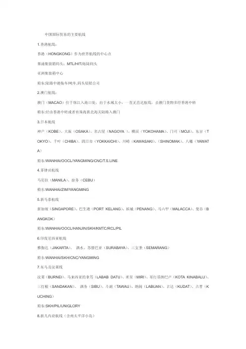 中国国际贸易的主要航线和港口