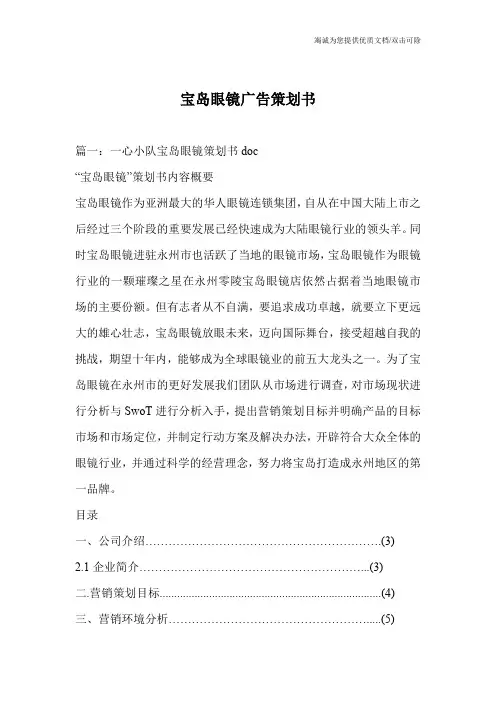 宝岛眼镜广告策划书