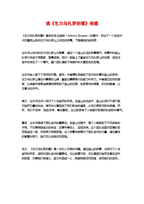 读《乞力马扎罗的雪》有感