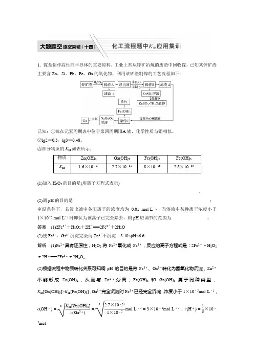 专题八 大题题空逐空突破(十四) 化工流程题中Ksp应用集训