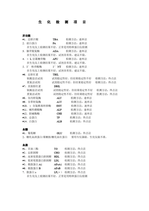 生化检测项目