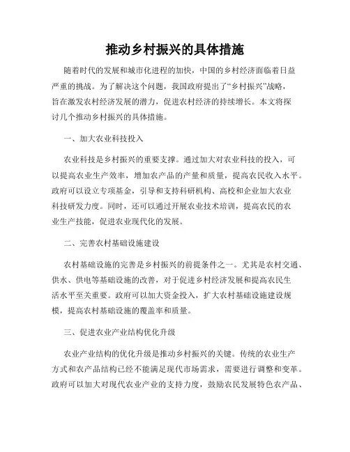 推动乡村振兴的具体措施