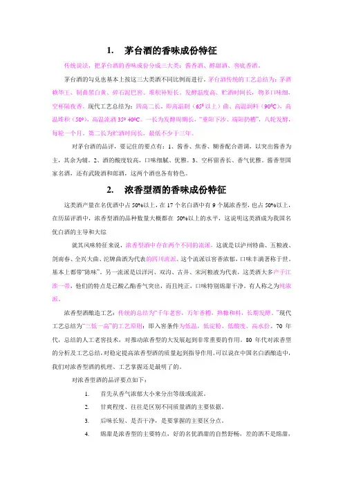 白酒的不同香型的品评