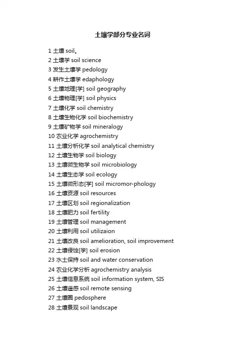 土壤学部分专业名词