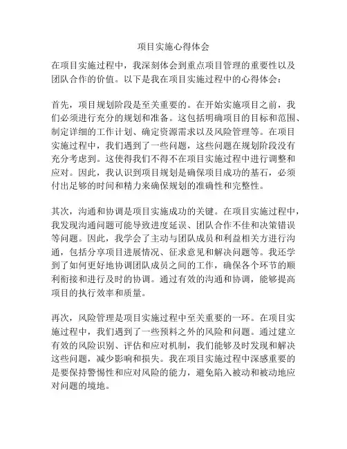 项目实施心得体会