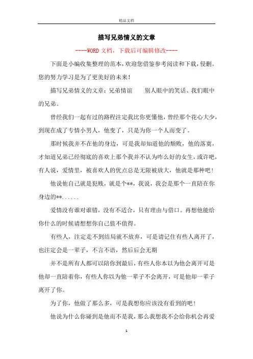 描写兄弟情义的文章