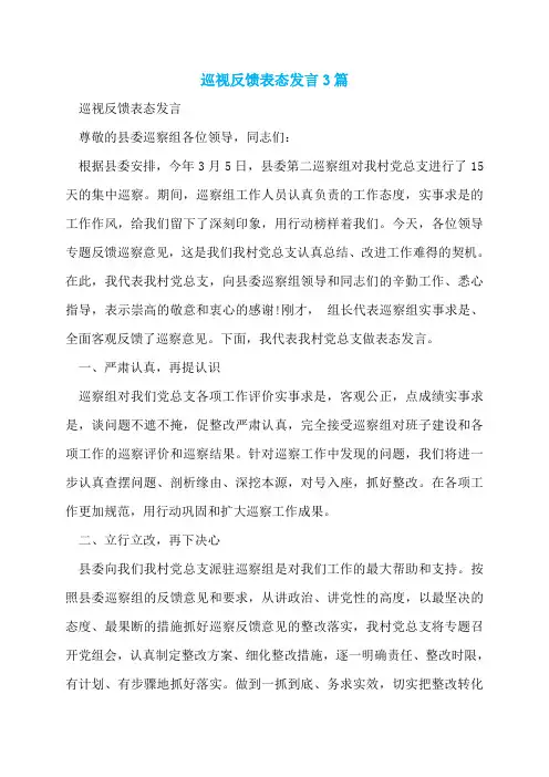 巡视反馈表态发言3篇