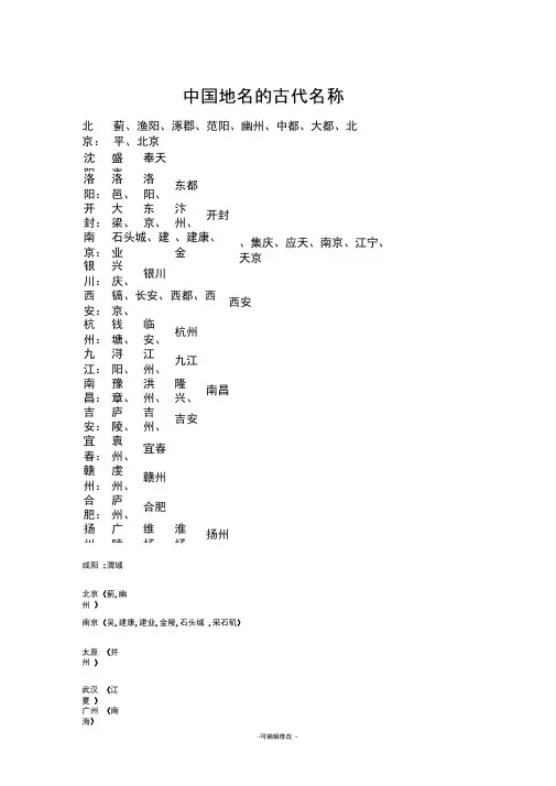 中国地名的古代名称