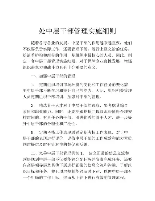 处中层干部管理实施细则
