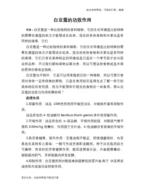 白豆蔻的功效作用