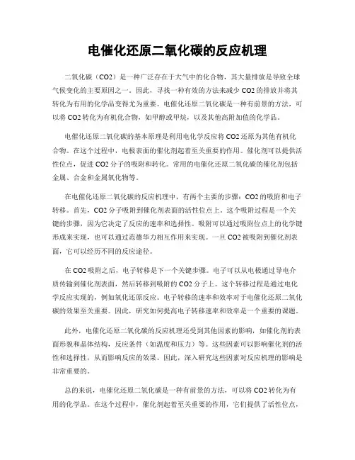 电催化还原二氧化碳的反应机理