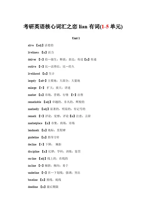 考研英语核心词汇之恋lian有词(1-5单元)