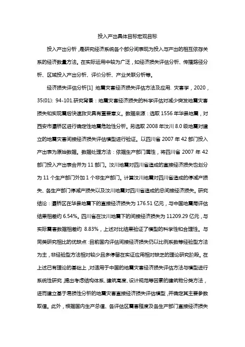 投入产出具体目标宏观目标