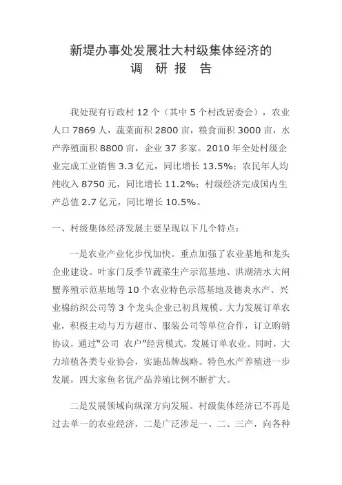发展壮大村级集体经济的调研报告