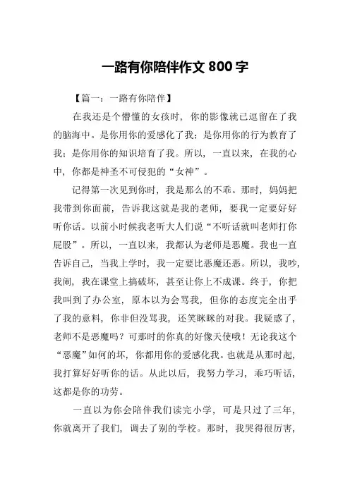 一路有你陪伴作文800字