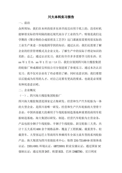 川大本科实习报告