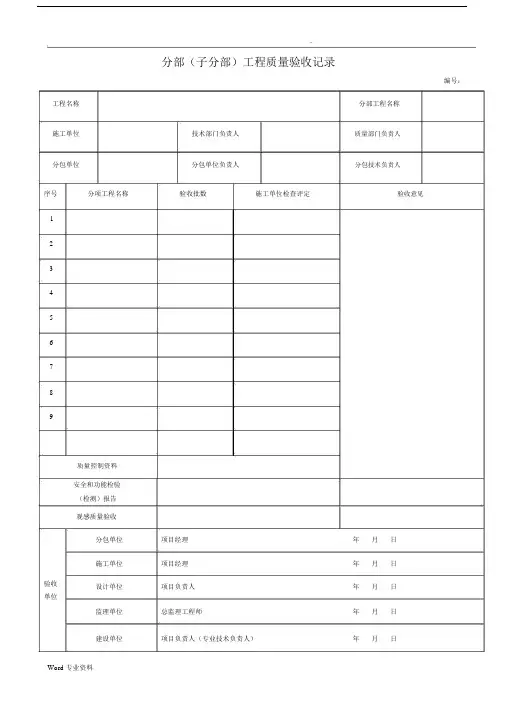 含建龙符号市政给排水管道工程检验批质量验收记录范文表.docx