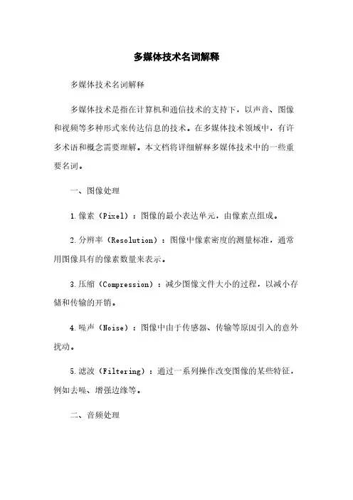 多媒体技术名词解释