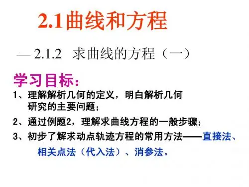 高中数学 2.1.2求曲线的方程(一)课件 新人教A版选修2-1