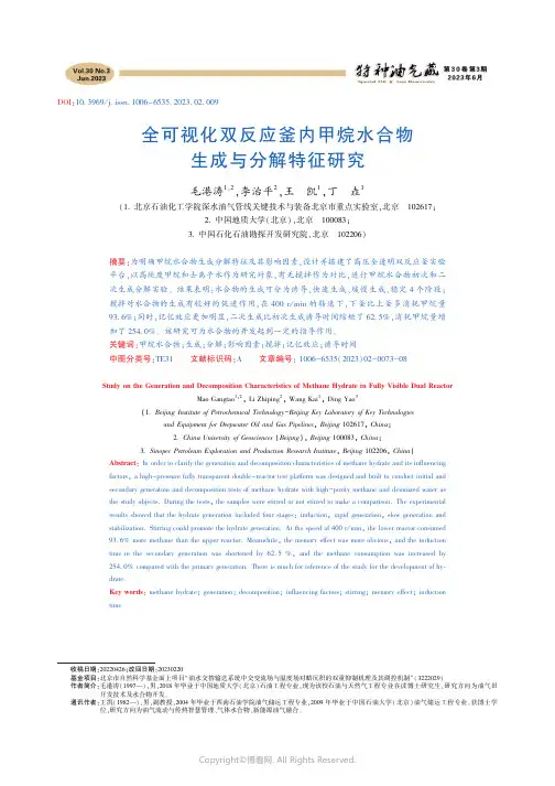 全可视化双反应釜内甲烷水合物生成与分解特征研究