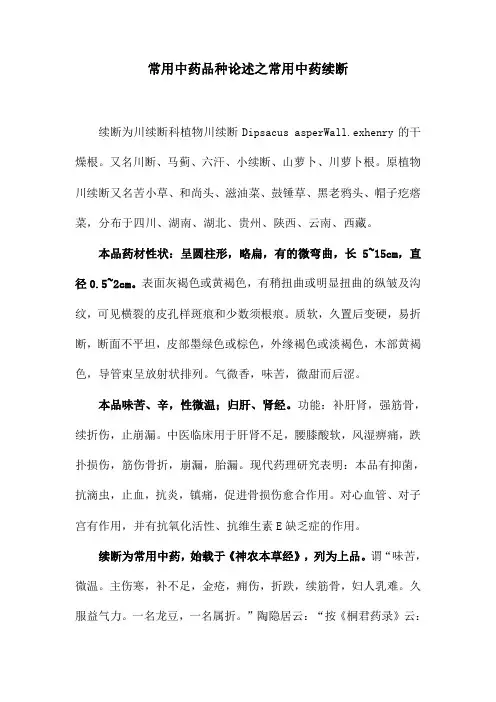 常用中药品种论述之常用中药续断