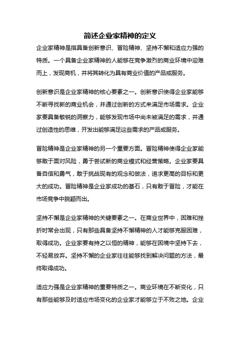 简述企业家精神的定义